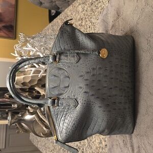 Brahmin Blue Crocodile-Embossed Satchel